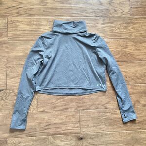 Under Armour Crop Top Size S Heather Gray Meridian Long Sleeve Turtleneck